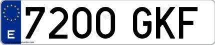 Ejemplo de matrícula española 7200 GKF