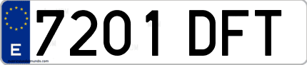 Ejemplo de matrícula de coche ordinaria 7201 DFT