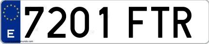 Ejemplo de matrícula española 7201 FTR