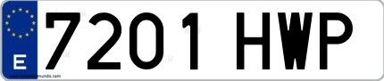 Ejemplo de matrícula española 7201 HWP