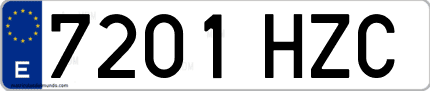 Ejemplo de matrícula de coche ordinaria 7201 HZC
