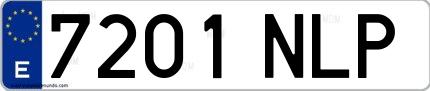 Ejemplo de matrícula española 7201 NLP