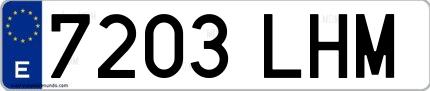 Ejemplo de matrícula española 7203 LHM