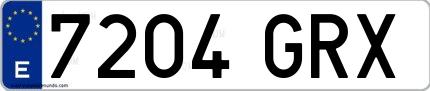 Ejemplo de matrícula española 7204 GRX