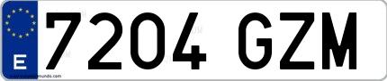 Ejemplo de matrícula española 7204 GZM