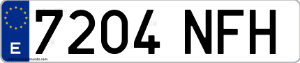 Ejemplo de matrícula de coche ordinaria 7204 NFH