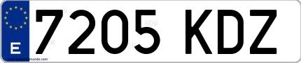Ejemplo de matrícula española 7205 KDZ