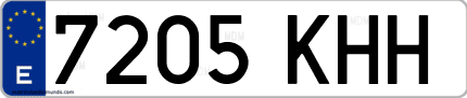 Ejemplo de matrícula de coche ordinaria 7205 KHH