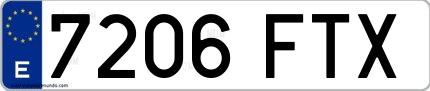 Ejemplo de matrícula española 7206 FTX