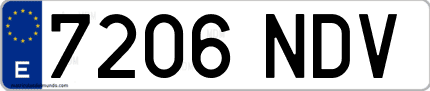 Ejemplo de matrícula de coche ordinaria 7206 NDV