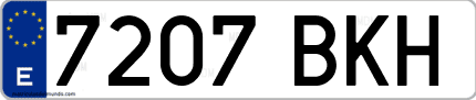 Ejemplo de matrícula de coche ordinaria 7207 BKH