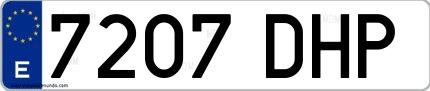 Ejemplo de matrícula española 7207 DHP