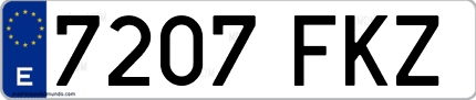 Ejemplo de matrícula de coche ordinaria 7207 FKZ