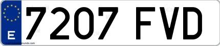 Ejemplo de matrícula española 7207 FVD