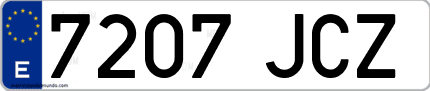 Ejemplo de matrícula de coche ordinaria 7207 JCZ