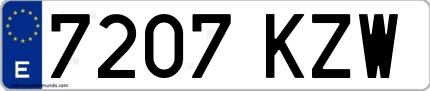 Ejemplo de matrícula española 7207 KZW