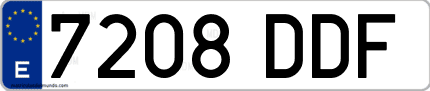 Ejemplo de matrícula de coche ordinaria 7208 DDF