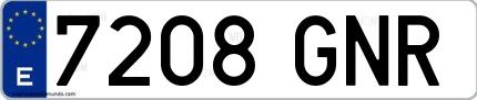 Ejemplo de matrícula española 7208 GNR