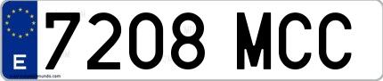 Ejemplo de matrícula española 7208 MCC