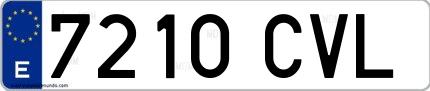 Ejemplo de matrícula española 7210 CVL