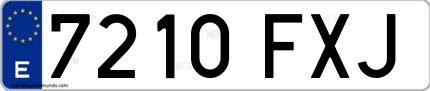 Ejemplo de matrícula española 7210 FXJ