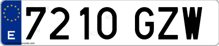 Ejemplo de matrícula de coche ordinaria 7210 GZW