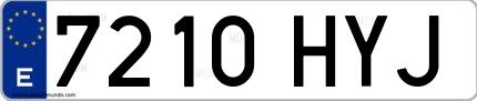 Ejemplo de matrícula española 7210 HYJ