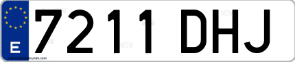 Ejemplo de matrícula de coche ordinaria 7211 DHJ