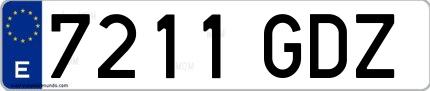 Ejemplo de matrícula española 7211 GDZ