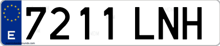 Ejemplo de matrícula de coche ordinaria 7211 LNH