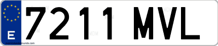 Ejemplo de matrícula de coche ordinaria 7211 MVL