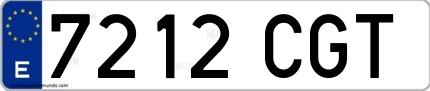 Ejemplo de matrícula española 7212 CGT