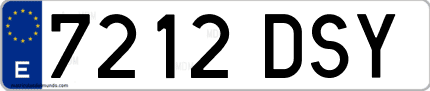 Ejemplo de matrícula de coche ordinaria 7212 DSY