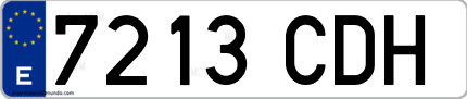 Ejemplo de matrícula de coche ordinaria 7213 CDH