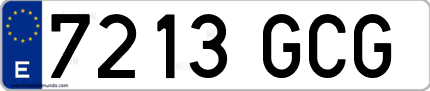 Ejemplo de matrícula de coche ordinaria 7213 GCG