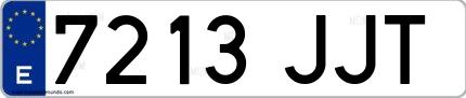 Ejemplo de matrícula española 7213 JJT
