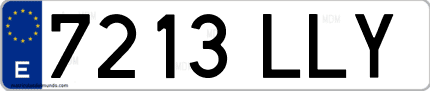 Ejemplo de matrícula de coche ordinaria 7213 LLY