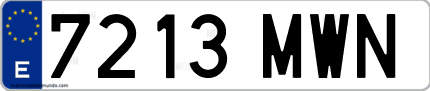 Ejemplo de matrícula de coche ordinaria 7213 MWN