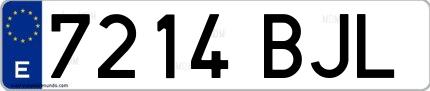Ejemplo de matrícula española 7214 BJL