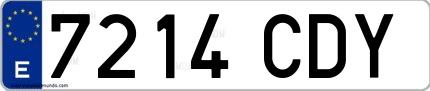 Ejemplo de matrícula española 7214 CDY