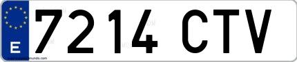 Ejemplo de matrícula española 7214 CTV