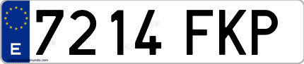Ejemplo de matrícula de coche ordinaria 7214 FKP