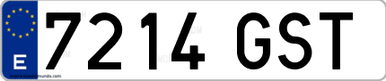 Ejemplo de matrícula de coche ordinaria 7214 GST