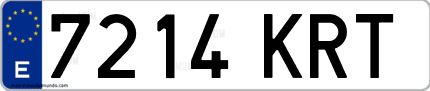 Ejemplo de matrícula de coche ordinaria 7214 KRT