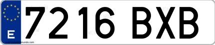 Ejemplo de matrícula española 7216 BXB