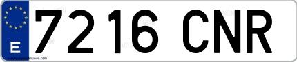 Ejemplo de matrícula española 7216 CNR