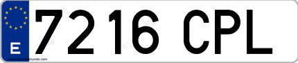 Ejemplo de matrícula de coche ordinaria 7216 CPL