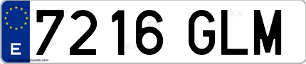 Ejemplo de matrícula de coche ordinaria 7216 GLM