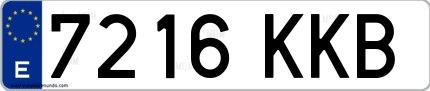 Ejemplo de matrícula española 7216 KKB