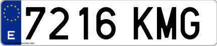 Ejemplo de matrícula de coche ordinaria 7216 KMG